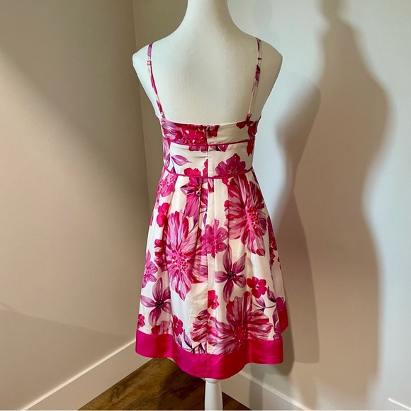 Vintage Guess Y2K Silk Babydoll Sundress Pink Floral Fit and Flare Size Small - Picture 4 of 12